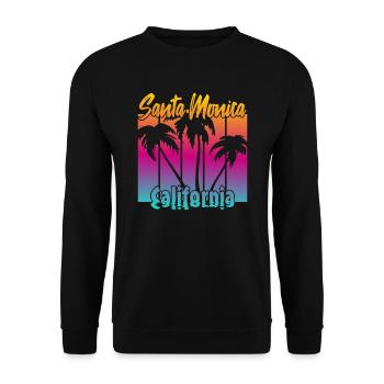 Santa Monica California - Unisex Pullover - Schwarz - Vorne - Alina (178cm) & Michal (187cm)