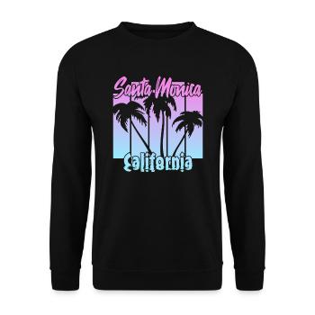 Santa Monica California - Unisex Pullover - Schwarz - Vorne - Alina (178cm) & Michal (187cm)