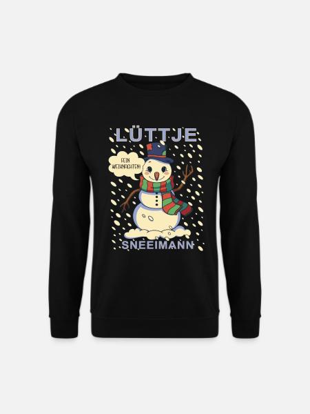 Lüttje Sneeimann kleiner Schneemann - Unisex Pullover - Schwarz