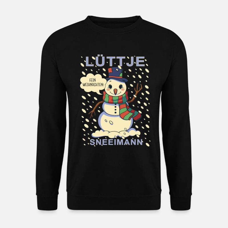 Lüttje Sneeimann kleiner Schneemann - Unisex Pullover - Schwarz