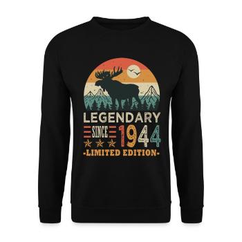 1944 legendary birthday Born in 1944 - Unisex Sweatshirt - black - Front - Alina (178cm) & Michal (187cm)