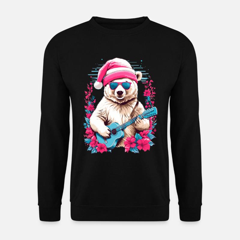 Cute polar bear with guitar - Unisex Sweatshirt - black