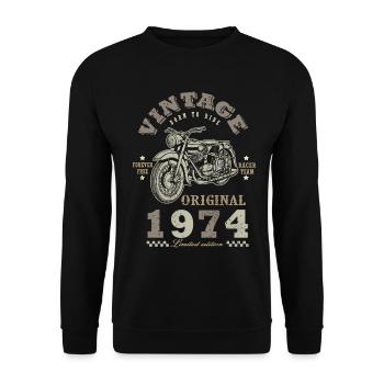 Motard Né 1974 anniversaire 1974 moto - Sweat-shirt Unisexe - noir - Devant - Alina (178cm) & Michal (187cm)