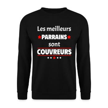 Les meilleurs parrains sont couvreurs, cadeau noël - Sweat-shirt Unisexe - noir - Devant - Alina (178cm) & Michal (187cm)