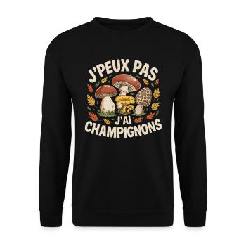 J'Peux Pas Champignons - Sweat-shirt Unisexe - noir - Devant - Alina (178cm) & Michal (187cm)