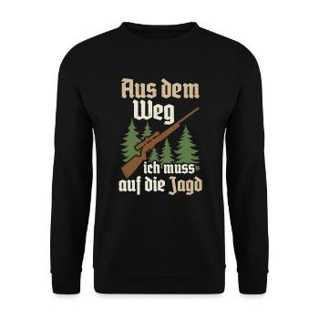 Jäger Jagd Jagdschein Wald Jagen - Unisex Pullover - Schwarz - Vorne - Alina (178cm) & Michal (187cm)