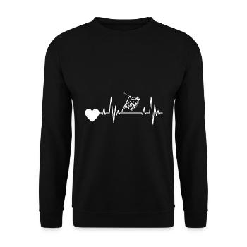 Ski EKG Skifahren Puls Skifahrer Herzschlag Skier - Unisex Pullover - Schwarz - Vorne - Alina (178cm) & Michal (187cm)