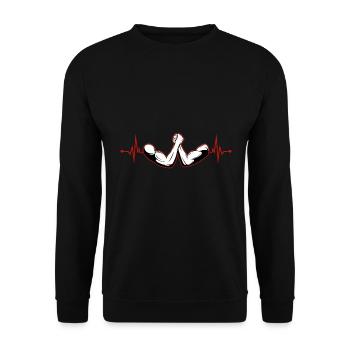 Herzschlag EKG Puls Wrestling Armdrücker Kampfspor - Unisex Pullover - Schwarz - Vorne - Alina (178cm) & Michal (187cm)