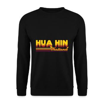 Hua Hin Sunset: Design de plage rétro - Sweat-shirt Unisexe - noir - Devant - Alina (178cm) & Michal (187cm)
