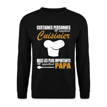 Küchenhemd • Papa • Kochgeschenk - Unisex Pullover - Schwarz - Vorne - Alina (178cm) & Michal (187cm)