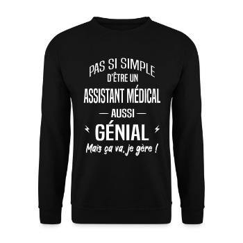 Assistant médical - Sweat-shirt Unisexe - noir - Devant - Alina (178cm) & Michal (187cm)