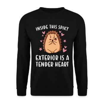 Inside This Spiky Exterior Is A Tender Heart - Unisex Sweatshirt - black - Front - Alina (178cm) & Michal (187cm)