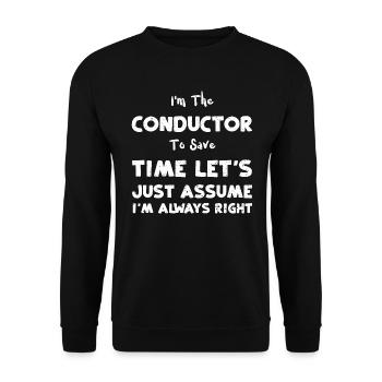I'm The Conductor To Save Time L... - Unisex Pullover - Schwarz - Vorne - Alina (178cm) & Michal (187cm)