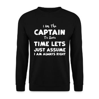 I Am The Captain To Save Time Le... - Unisex Sweatshirt - black - Front - Alina (178cm) & Michal (187cm)