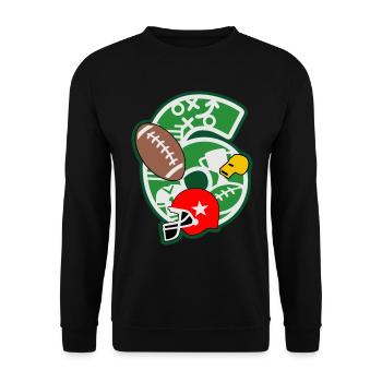 Football 6th birthday party number 6 - 6 years - Unisex Sweatshirt - black - Front - Alina (178cm) & Michal (187cm)