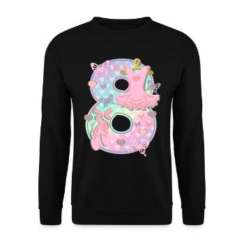 Ballerina 8. Geburtstagsparty Nummer 8 - 8 Jahre - Unisex Pullover - Schwarz - Vorne - Alina (178cm) & Michal (187cm)