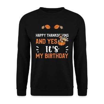 Happy Thanksgiving And Yes It's... - Unisex Pullover - Schwarz - Vorne - Alina (178cm) & Michal (187cm)
