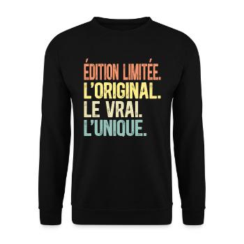 Édition Limitée L'Original Le Vrai L'Unique Homme - Sweat-shirt Unisexe - noir - Devant - Alina (178cm) & Michal (187cm)