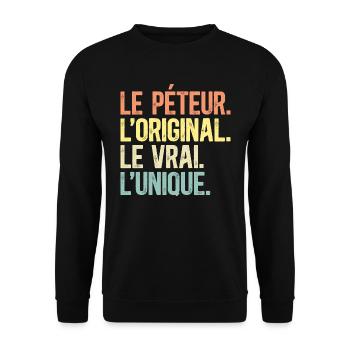 Le Péteur L'Original Le Vrai L'Unique Homme - Sweat-shirt Unisexe - noir - Devant - Alina (178cm) & Michal (187cm)