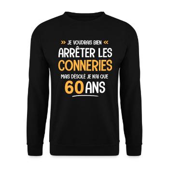 60 ans cadeau d anniversaire 60 ans Drôle - Sweat-shirt Unisexe - noir - Devant - Alina (178cm) & Michal (187cm)