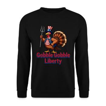 Gobble Gobble Liberty - Unisex Pullover - Schwarz - Vorne - Alina (178cm) & Michal (187cm)