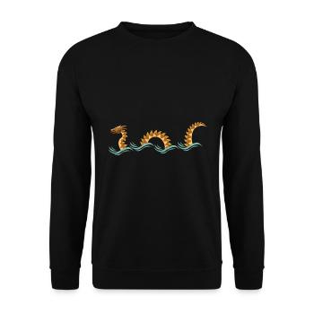 Gelbes seeungeheuer, gelbe Seeschlange Design - Unisex Pullover - Schwarz - Vorne - Alina (178cm) & Michal (187cm)