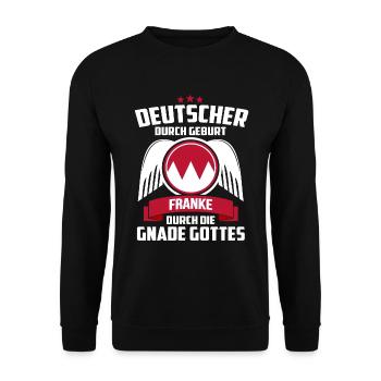 FRANKE DURCH DIE GNADE GOTTES - FRANKEN - GESCHENK - Unisex Pullover - Schwarz - Vorne - Alina (178cm) & Michal (187cm)