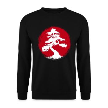 Wacholder Japanischer Bonsai Design für kleine - Unisex Pullover - Schwarz - Vorne - Alina (178cm) & Michal (187cm)