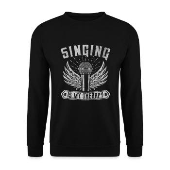 Singen ist meine Therapie / Singing is my therapy - Unisex Pullover - Schwarz - Vorne - Alina (178cm) & Michal (187cm)