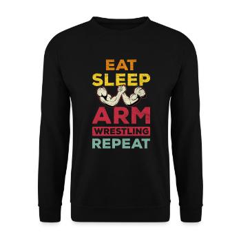 Eating Sleep Arm Press Repetition Arm Press - Unisex Sweatshirt - black - Front - Alina (178cm) & Michal (187cm)