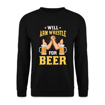 Will Arm Wrestler for Beer Arm Wrestling Beer Drinking - Unisex Sweatshirt - black - Front - Alina (178cm) & Michal (187cm)