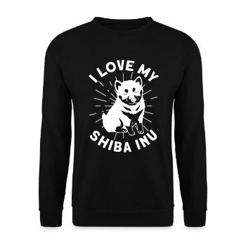 J’adore ma race de chien japonais Shiba Inu - Sweat-shirt Unisexe - noir - Devant - Alina (178cm) & Michal (187cm)