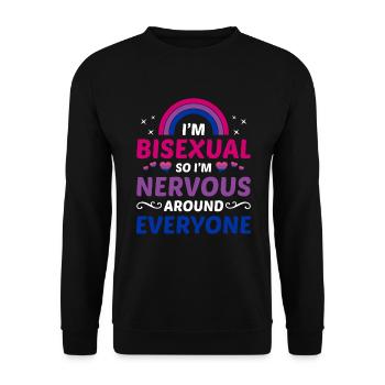 I m bisexual - Unisex Pullover - Schwarz - Vorne - Alina (178cm) & Michal (187cm)