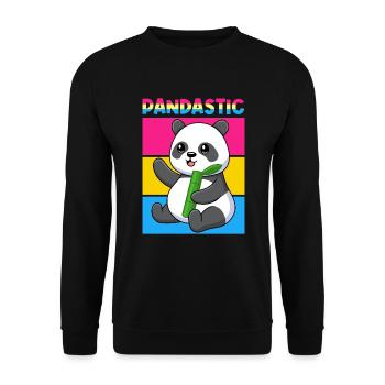 PANDASTIC / Pansexuell, Panda Lover, Bambus - Unisex Pullover - Schwarz - Vorne - Alina (178cm) & Michal (187cm)