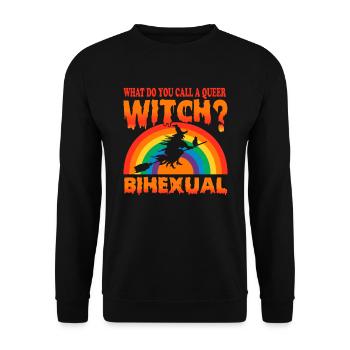 What do you call a queer witch Bihexual / LGBTQ - Unisex Sweatshirt - black - Front - Alina (178cm) & Michal (187cm)