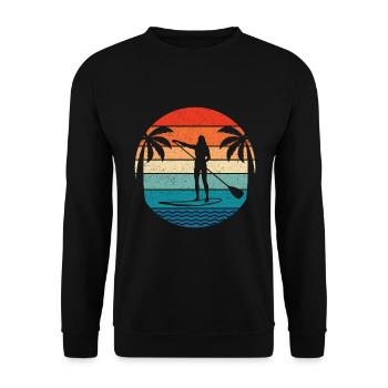 Stand Up Paddleboarding Vintage Wassersport Paddel - Unisex Pullover - Schwarz - Vorne - Alina (178cm) & Michal (187cm)