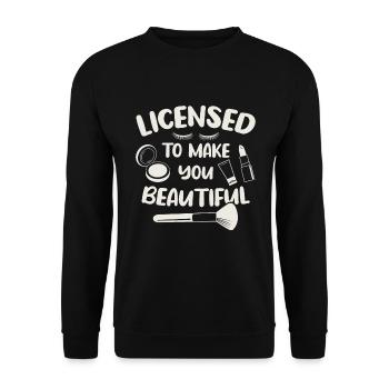 Lizenz um dich schön zu machen / Kosmetikerin - Unisex Pullover - Schwarz - Vorne - Alina (178cm) & Michal (187cm)