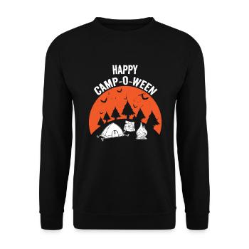 Happy Camp O Ween Pumpkin, Camping - Unisex Sweatshirt - black - Front - Alina (178cm) & Michal (187cm)