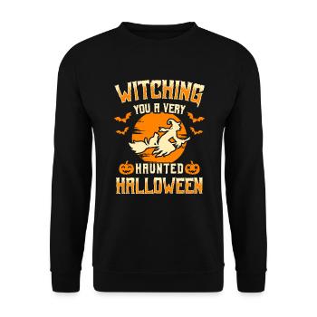 Witching You A Very Haunted Halloween / Witch - Unisex Pullover - Schwarz - Vorne - Alina (178cm) & Michal (187cm)