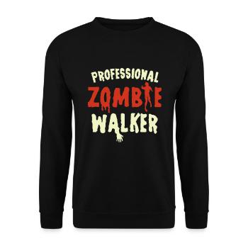 Marcheur zombie professionnel / Halloween, Zombie - Sweat-shirt Unisexe - noir - Devant - Alina (178cm) & Michal (187cm)
