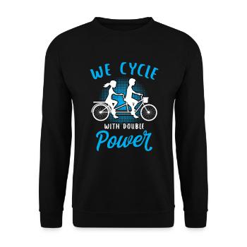 Wir radeln mit doppelter Kraft Tandem Fahrrad Fun - Unisex Pullover - Schwarz - Vorne - Alina (178cm) & Michal (187cm)