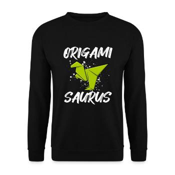 Origami Saurus / Dino, Dinosaurier Papier falten - Unisex Pullover - Schwarz - Vorne - Alina (178cm) & Michal (187cm)