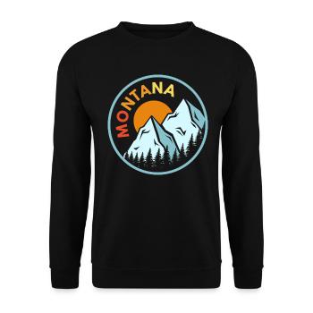 Sunset Montana Design für stolze Montaner - Unisex Pullover - Schwarz - Vorne - Alina (178cm) & Michal (187cm)