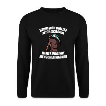 Sensemann Spruch / Schwarzer Humor - Unisex Pullover - Schwarz - Vorne - Alina (178cm) & Michal (187cm)