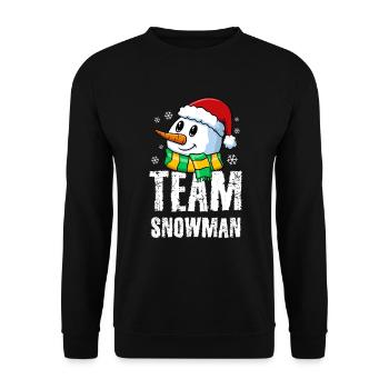 Team Snowman / Winter Christmas Sledge - Unisex Sweatshirt - black - Front - Alina (178cm) & Michal (187cm)