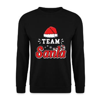 Team santa / Weihnachten, Weihnachtsmann, Winter - Unisex Pullover - Schwarz - Vorne - Alina (178cm) & Michal (187cm)
