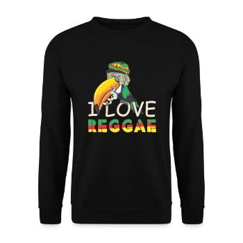 J’aime le reggae Jamaïque Rasta Toucans Oiseau Perroquet - Sweat-shirt Unisexe - noir - Devant - Alina (178cm) & Michal (187cm)