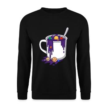 Lustige Weltraum Universum Planeten Tasse - Unisex Pullover - Schwarz - Vorne - Alina (178cm) & Michal (187cm)