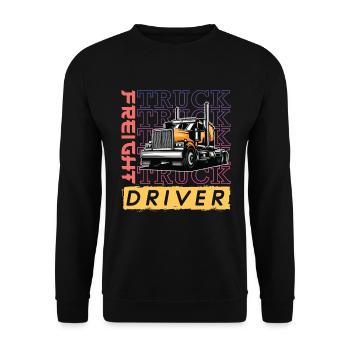 Chauffeur de camion de fret Wheeler / LKW Fahrer - Sweat-shirt Unisexe - noir - Devant - Alina (178cm) & Michal (187cm)
