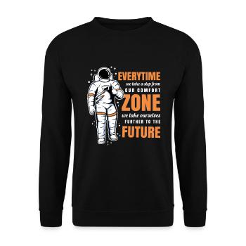 Raus aus der Komfortzone / Motivation, Inspiration - Unisex Pullover - Schwarz - Vorne - Alina (178cm) & Michal (187cm)